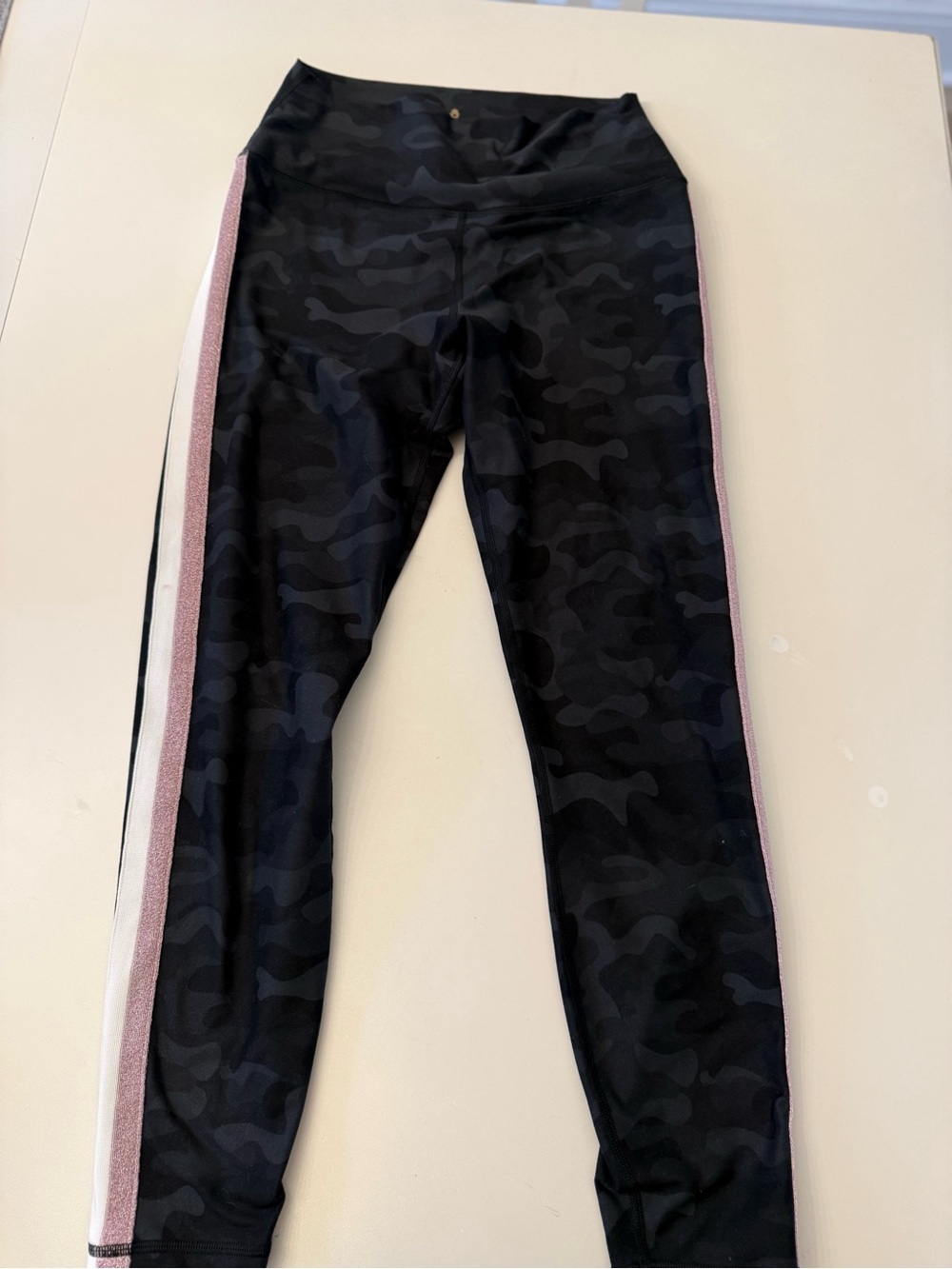 Spiritual Gangster Camo Leggings with Pink Side Stripes